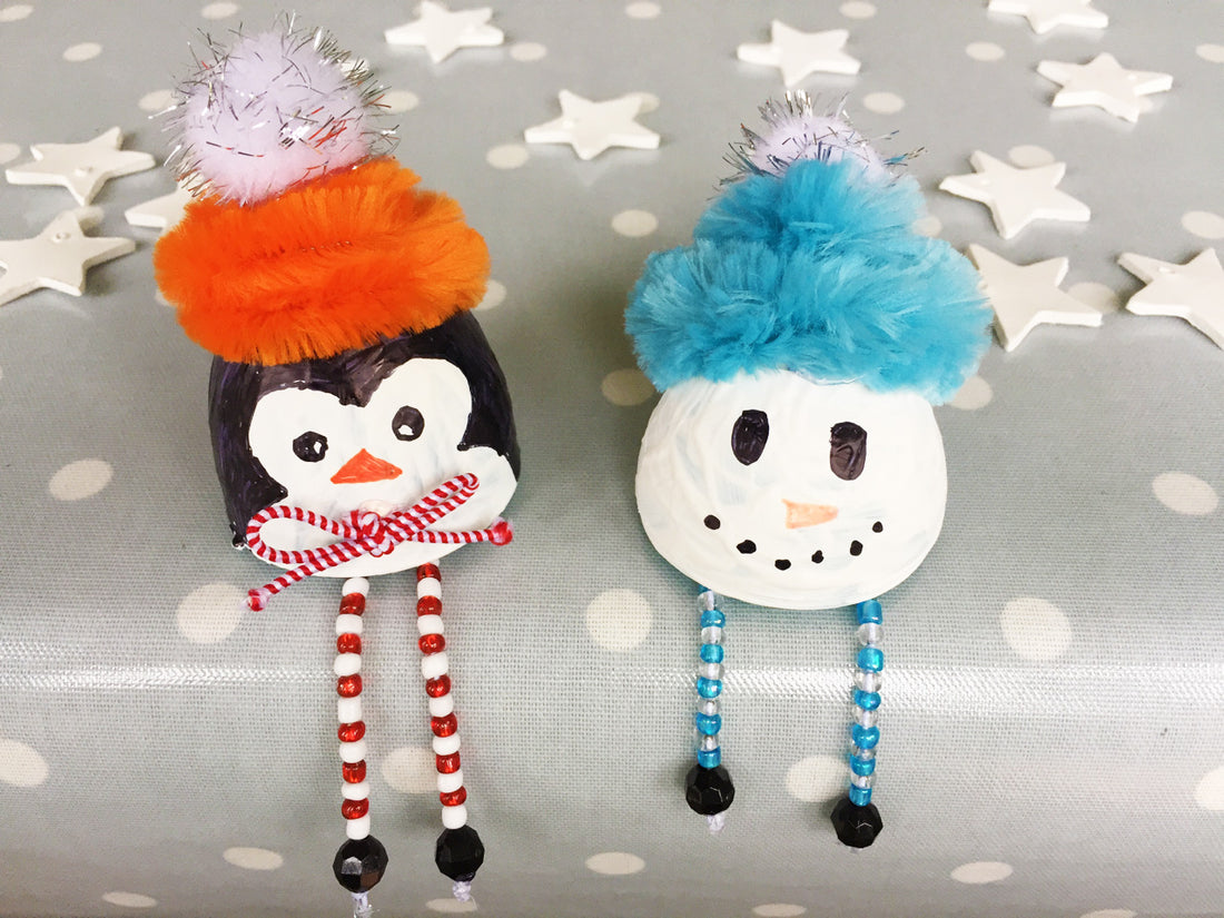 Christmas penguin and snowman decorations