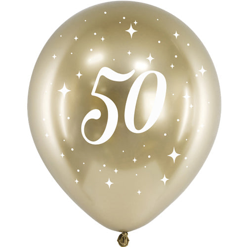 Latex Balloons - Age - Gold - 6pk