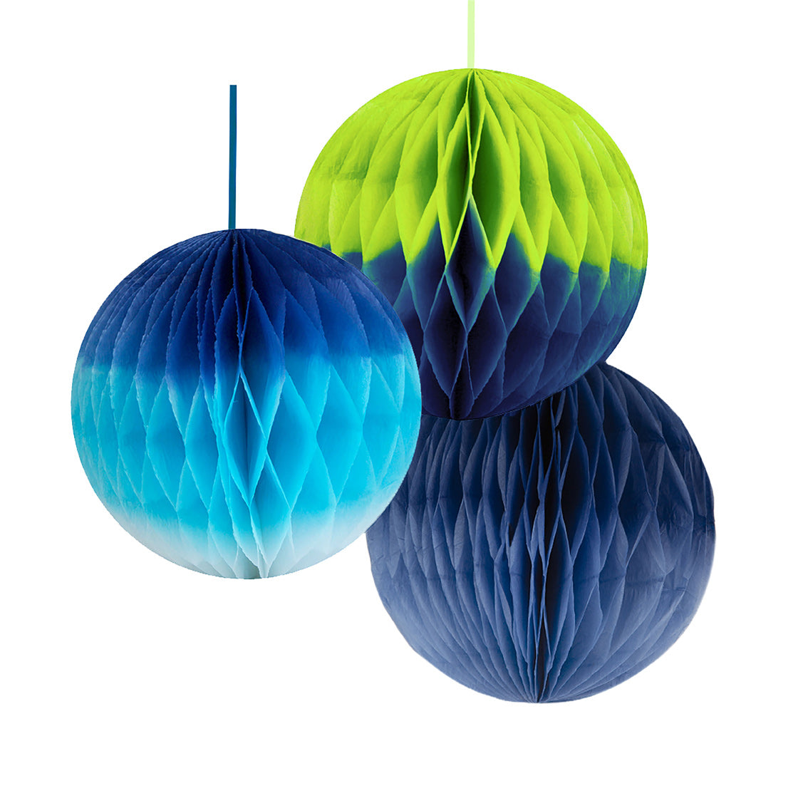 Blue Honeycomb Decorations Set of 3