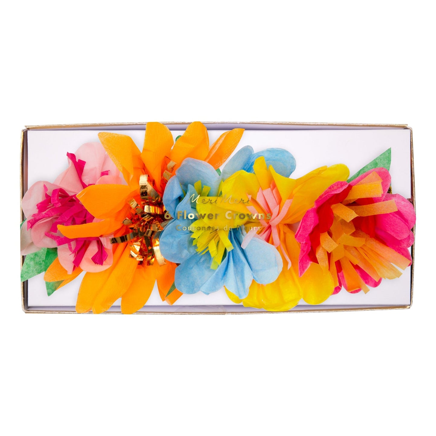 Bright Floral Party Crowns - 6pk