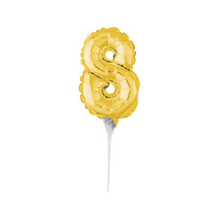 Mini Gold Number Balloons Cake Topper