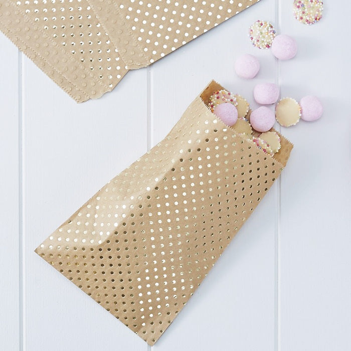 gold dot kraft bags