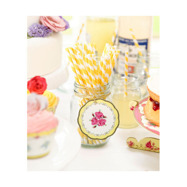 paper straws yellow stripe