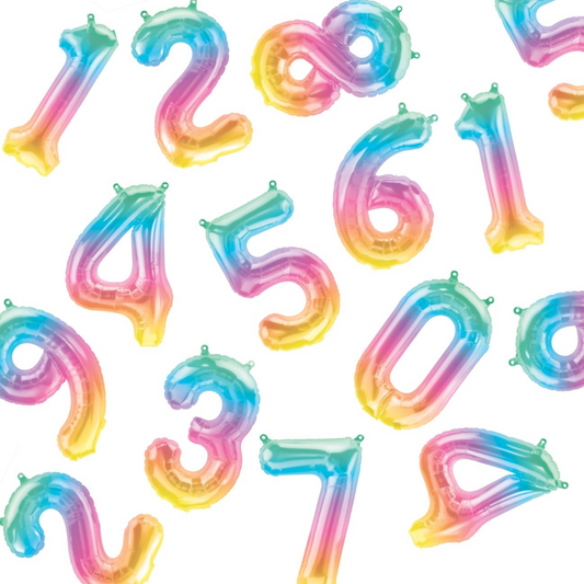 pastel ombre number balloons