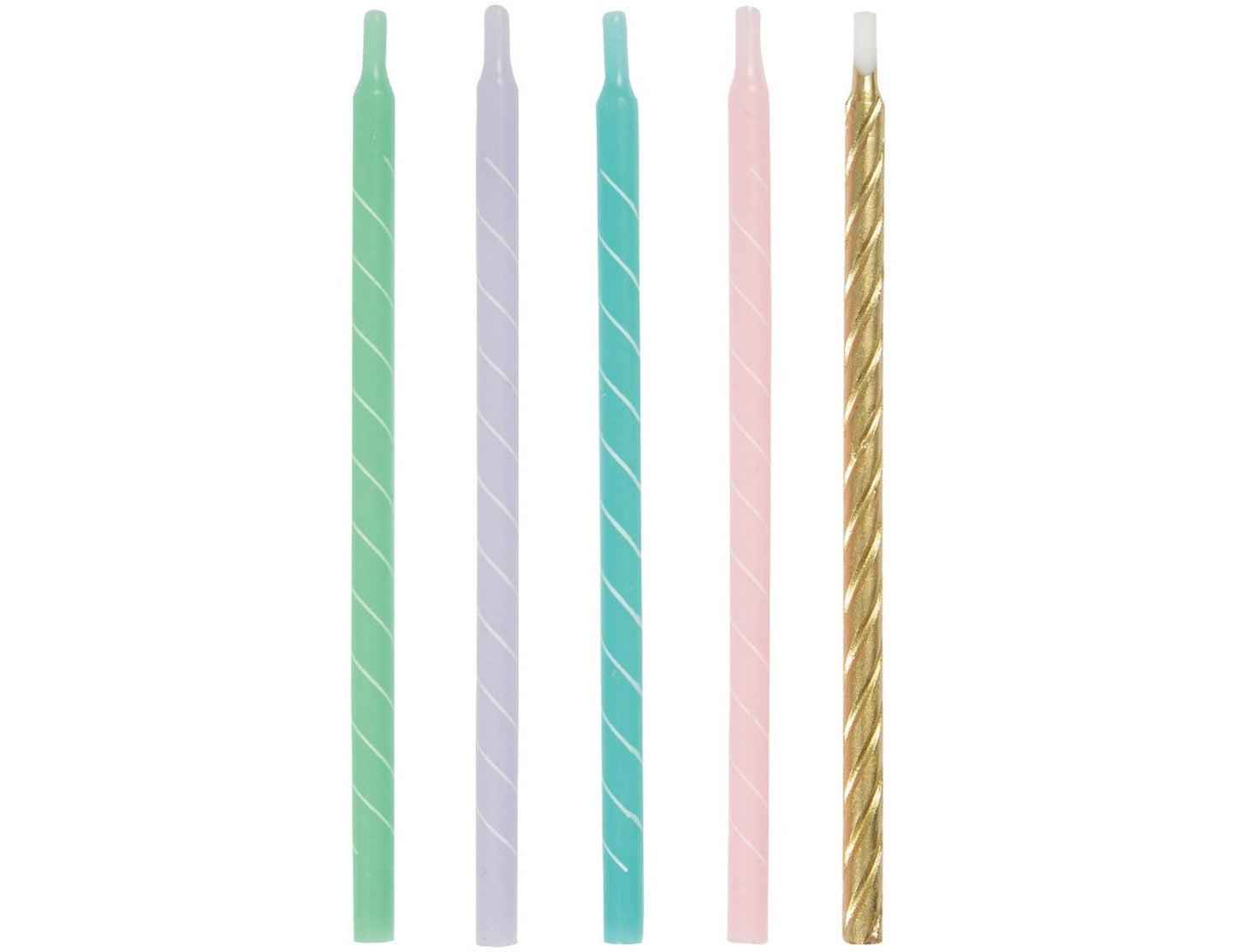 Gold & Pastel Spiral Cake Candles - 12pk