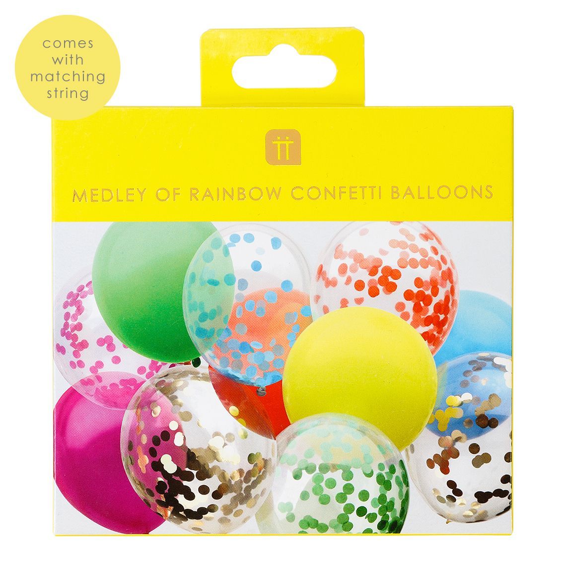 Latex Balloons - Rainbow Brights Confetti Balloons - 12 pack