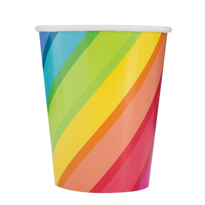 Rainbow Striped Cups - 8pk