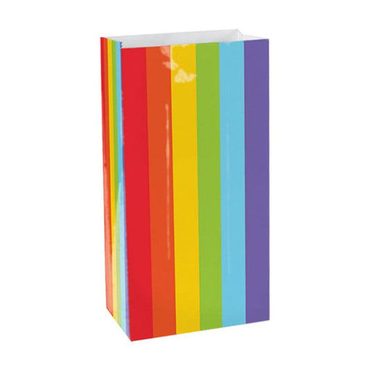 Rainbow striped paper party bag