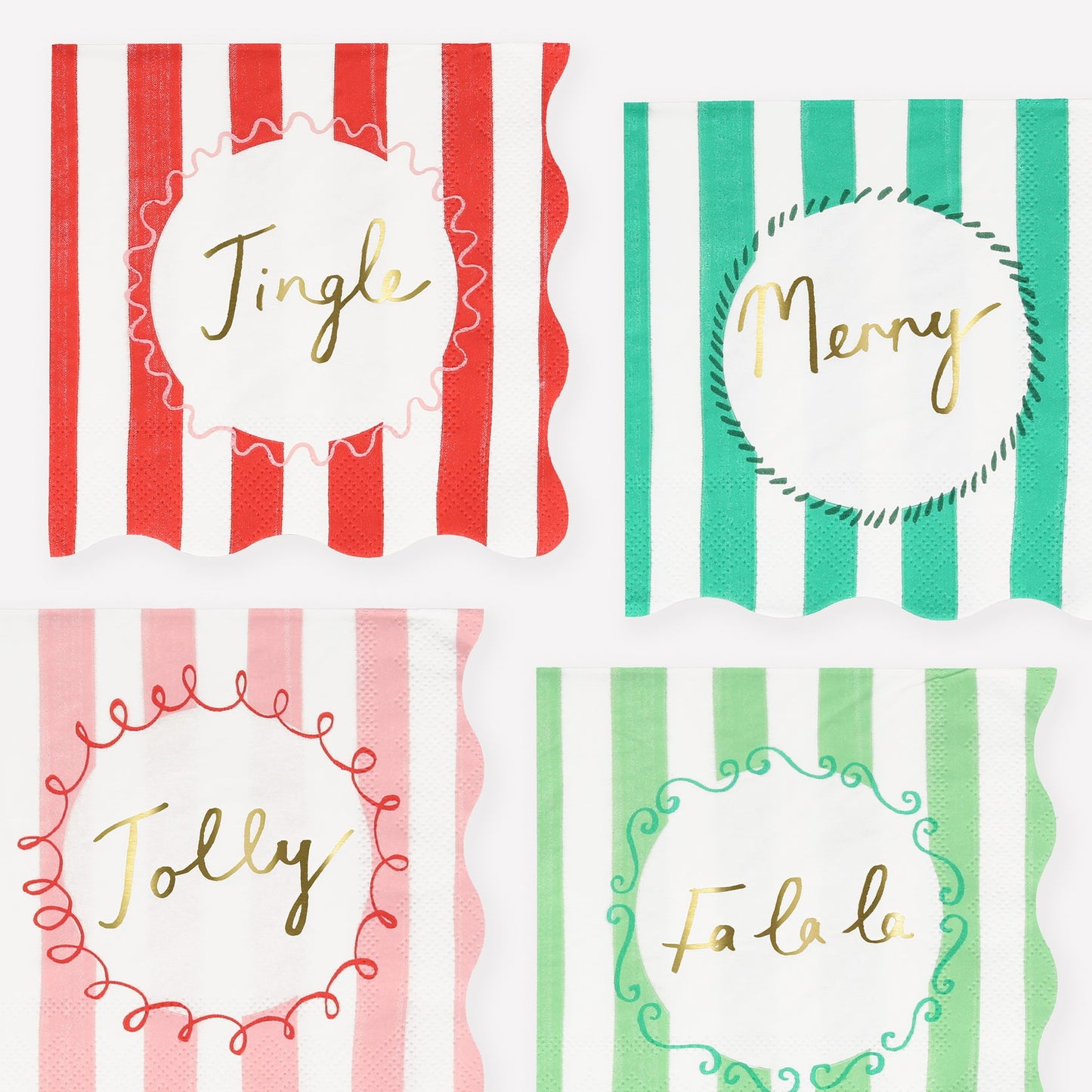Christmas Striped Large Napkins - 16pk