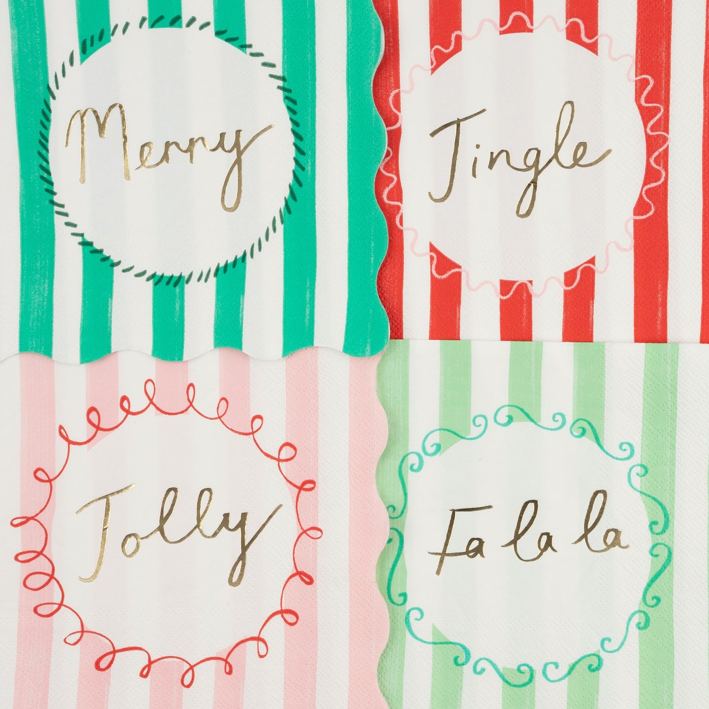 Christmas Striped Large Napkins - 16pk