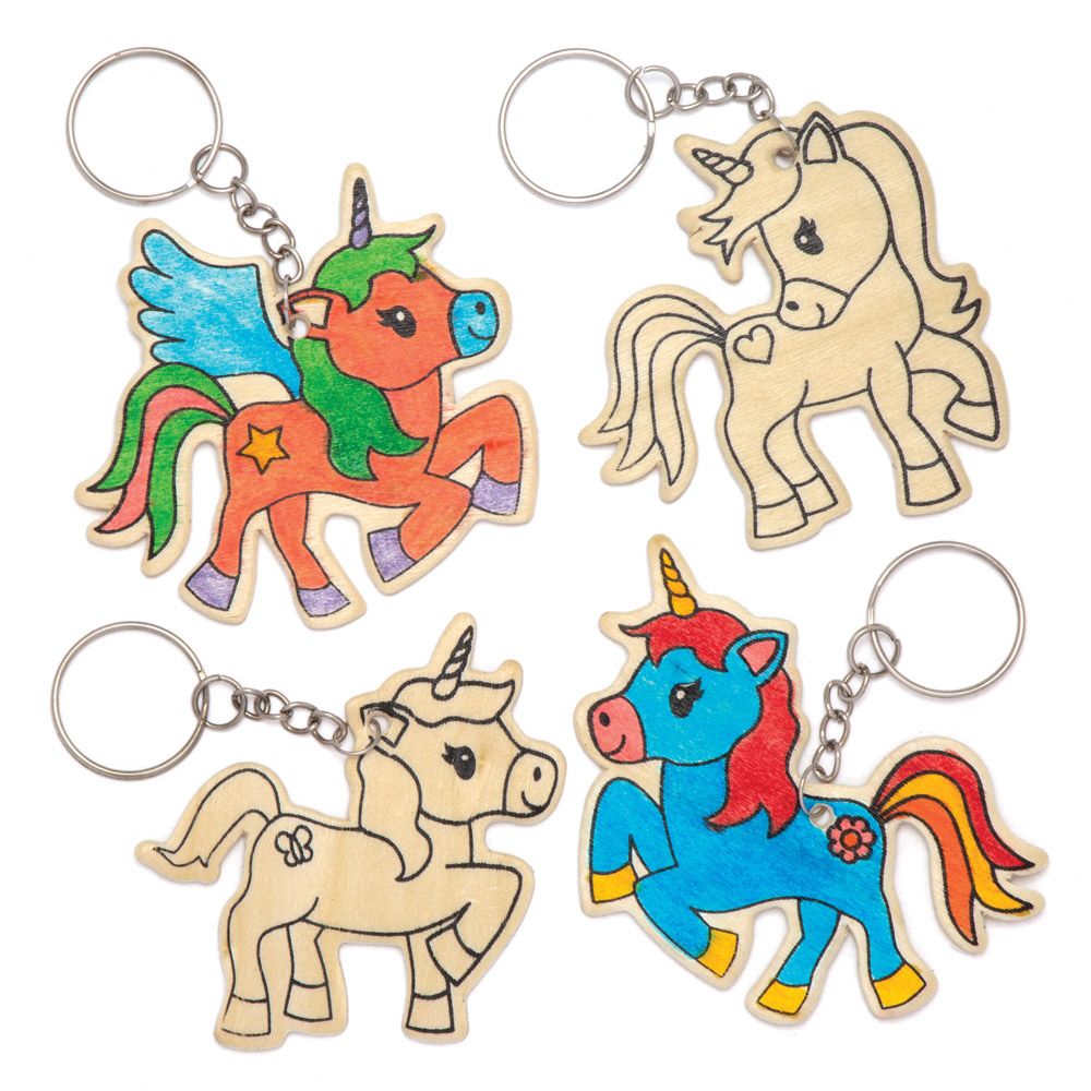 Wooden Unicorn Keyrings