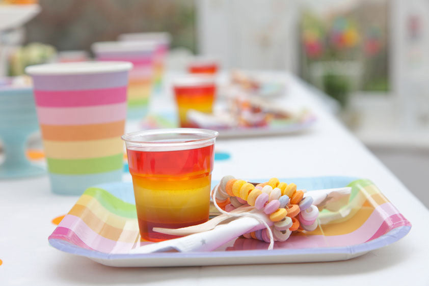 Rainbow party jelly and paper plate