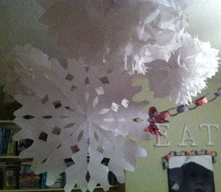 white snowflake decorations