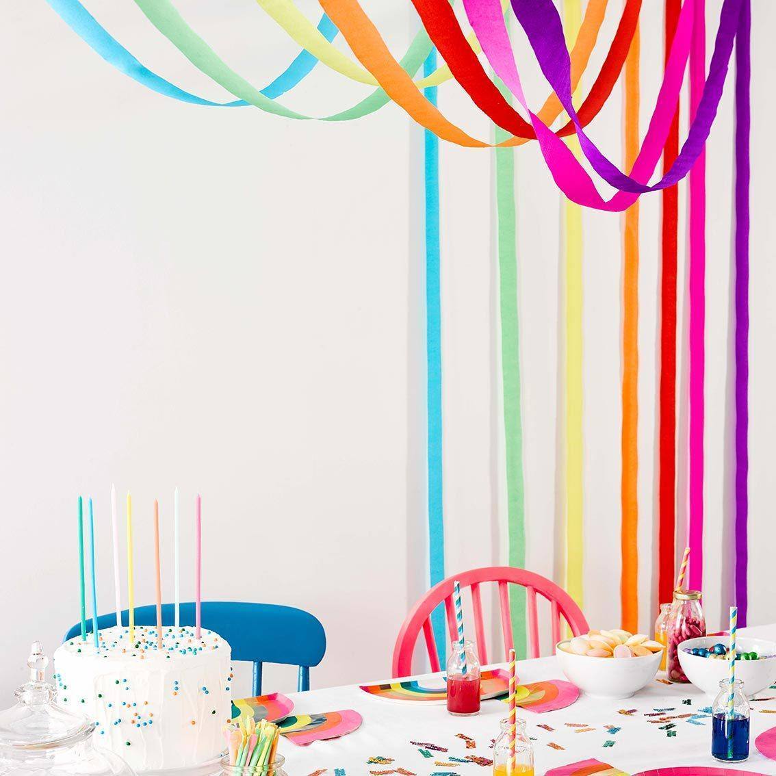 Paper streamers in rainbow colours