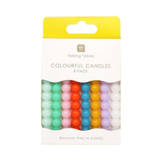 Colourful Bobble Candles - 8 Pack