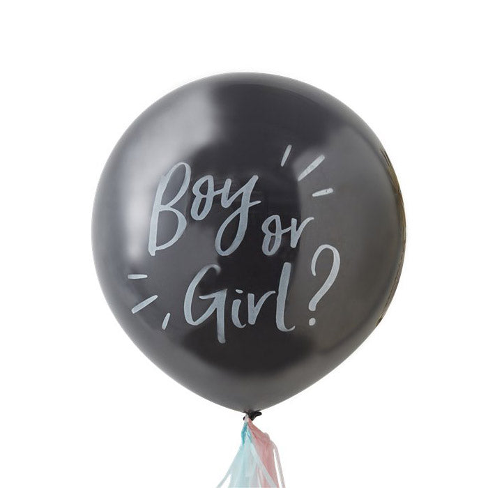 Black gender reveal balloon