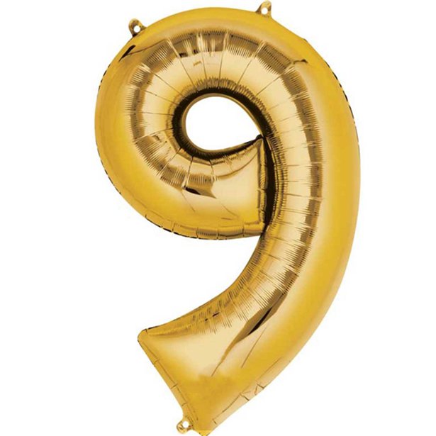 gold 9 balloon