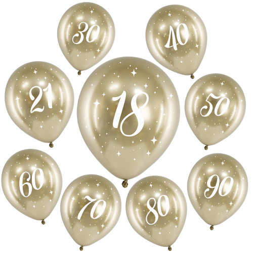 Latex Balloons - Age - Gold - 6pk