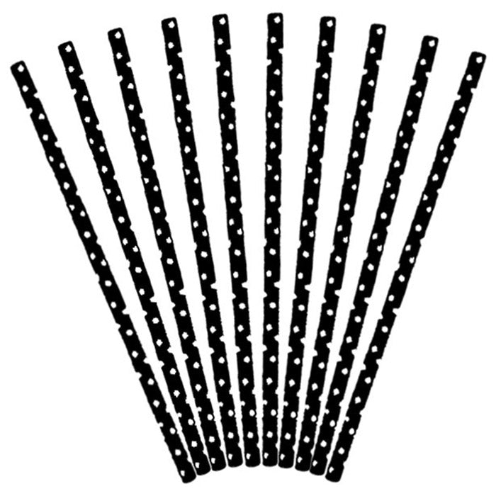 Black and white spotty paper straws