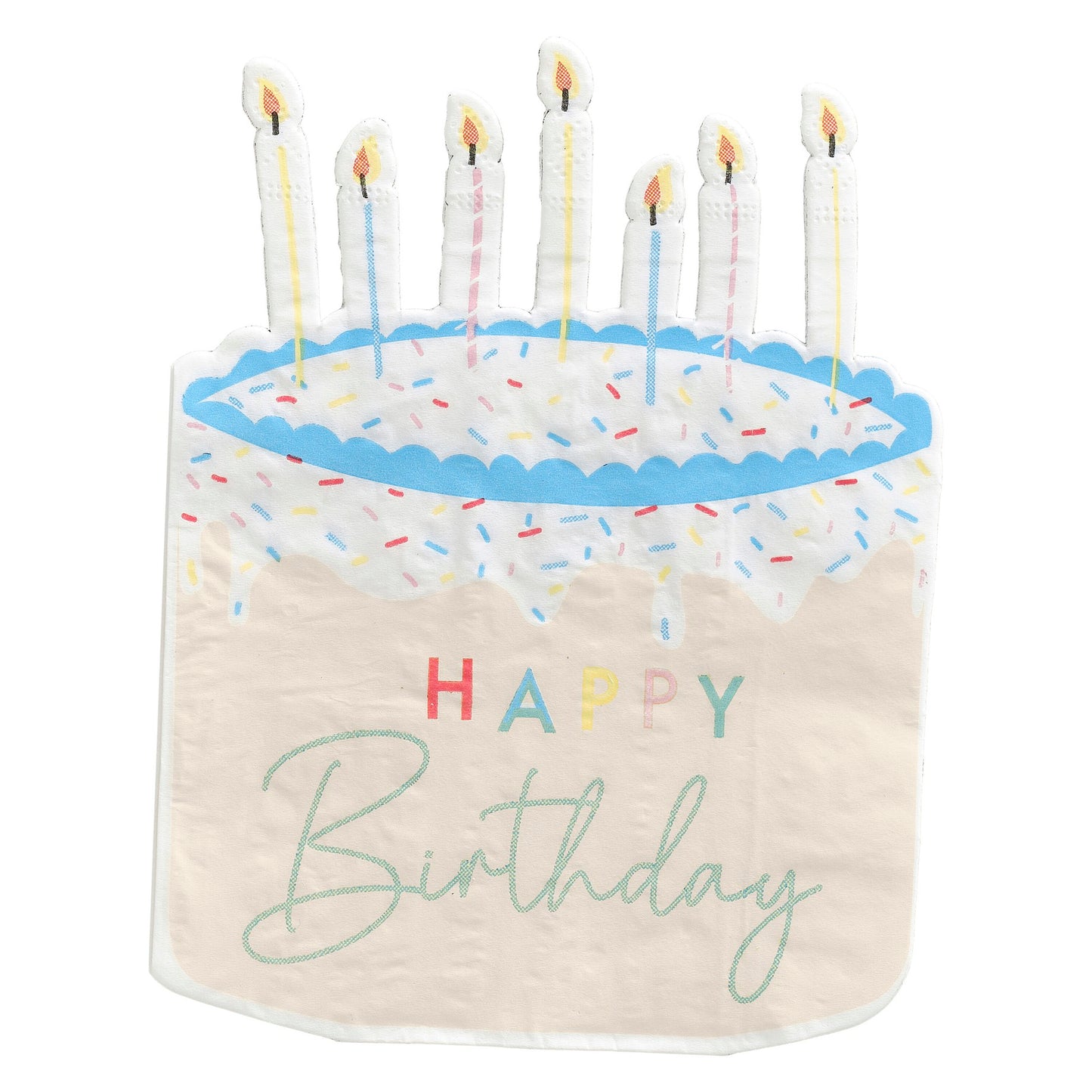 Cake Shaped Happy Birthday Paper Napkins - 16pk