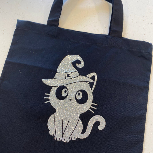 Hand Made Halloween Cat Witch Bag