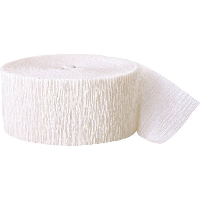 white crepe paper party streamer
