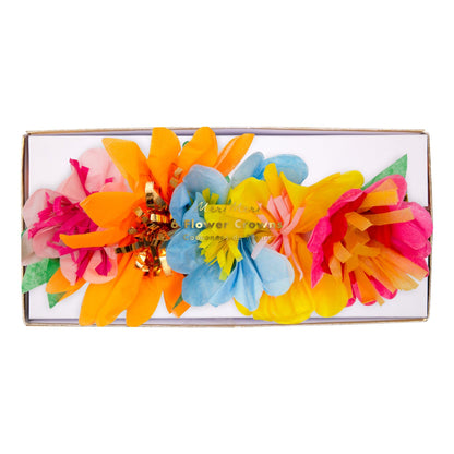 Bright Floral Party Crowns - 6pk