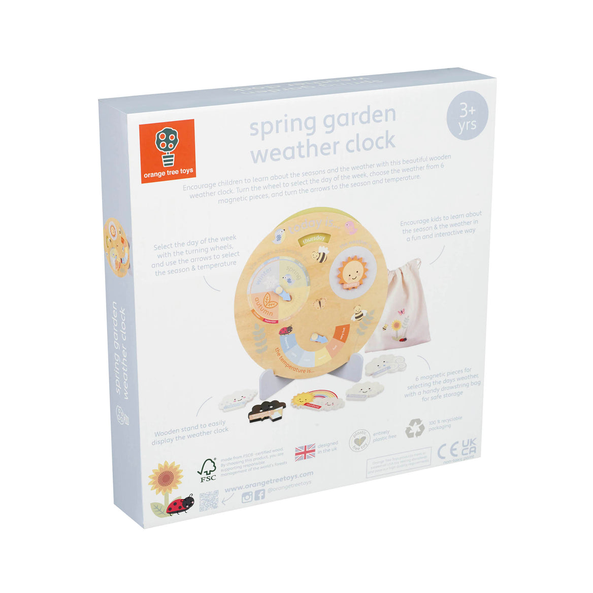 Spring Garden Wooden Weather Clock