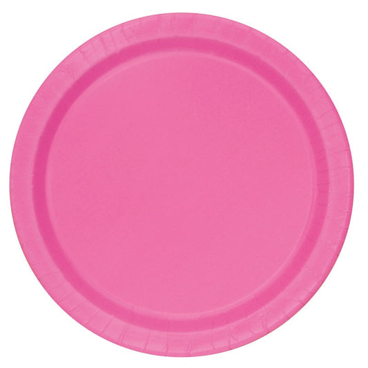 Plain Hot Pink Plates - 8pk