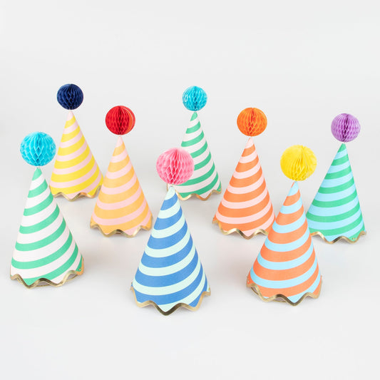 Striped Party Hats - 8 Pack