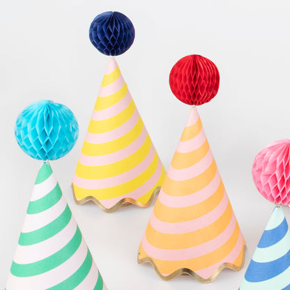 Striped Party Hats - 8 Pack