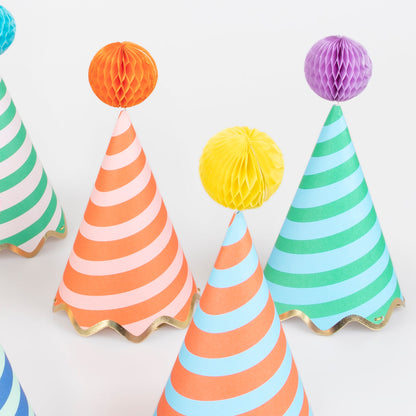 Striped Party Hats - 8 Pack