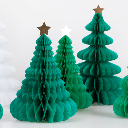 Meri Meri Green Honeycomb Trees - pack of 10