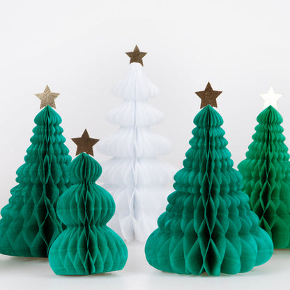 Meri Meri Green Honeycomb Trees - pack of 10