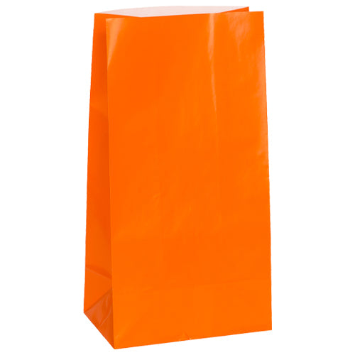 Paper Party Bags - Orange 12pk