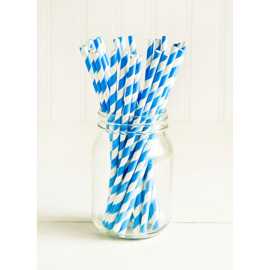 paper straws blue stripe
