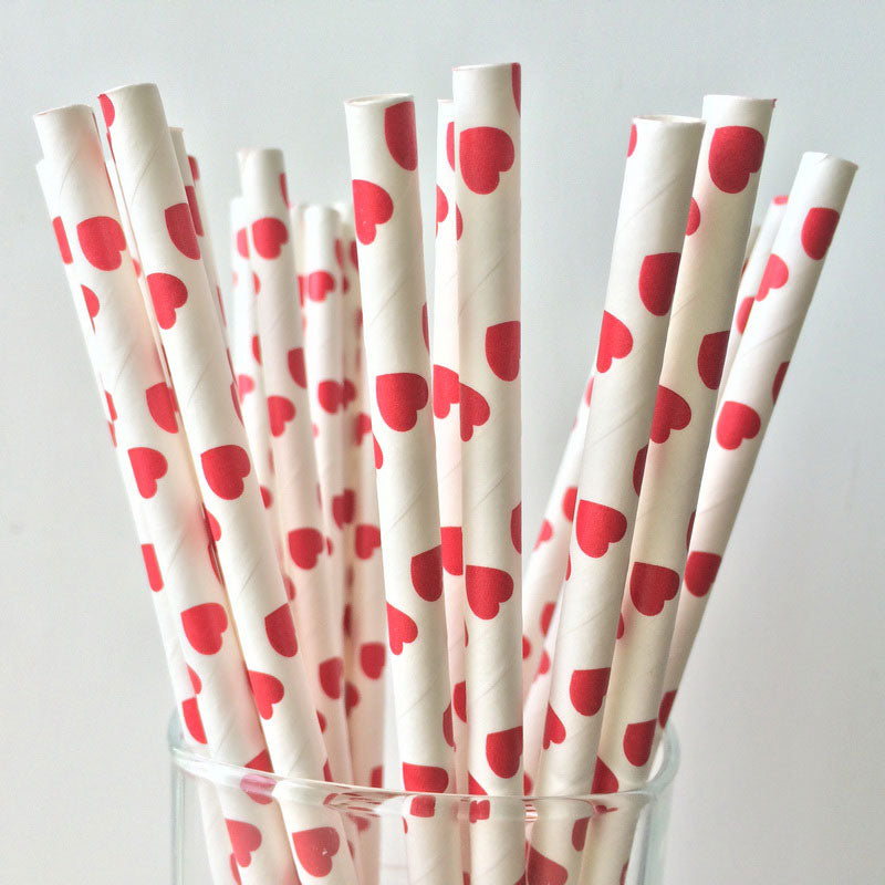 paper straws red heart