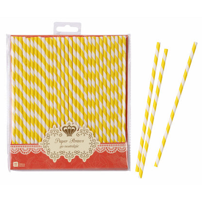 paper straws yellow stripe