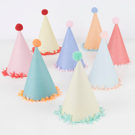 Pastel Frill Party Hats - 8pk