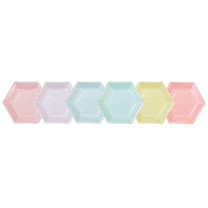 Small Pastel Mix Hexagonal Paper Plates - 12pk