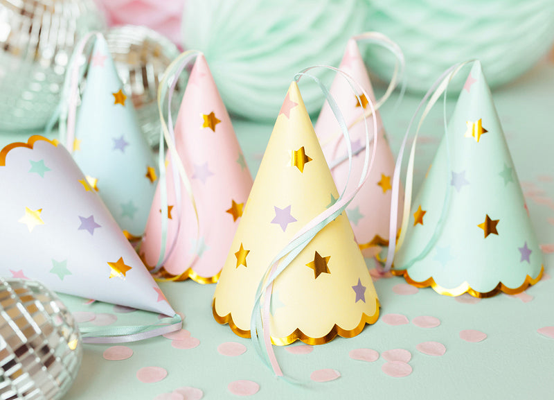 Pastel Star Party Hats Close up