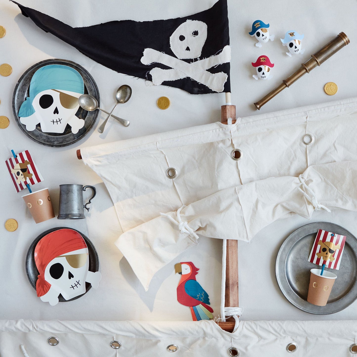 Pirate Cup & Straws Set (x 8)