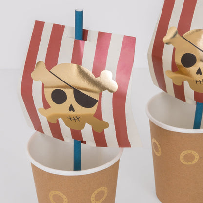 Pirate Cup & Straws Set (x 8)