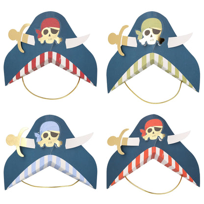 Blue Pirate Party Hats (x 8)