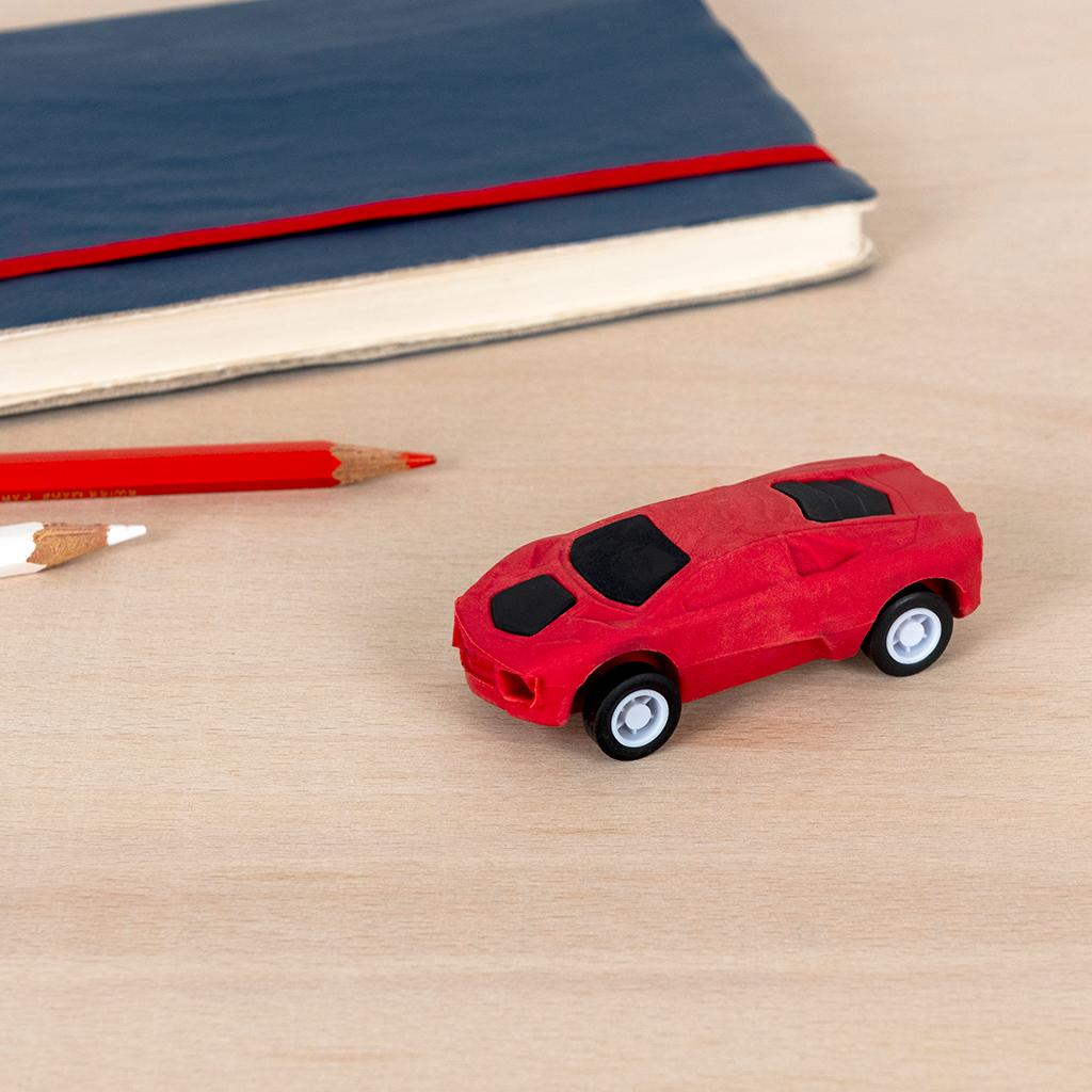 red car eraser on desk