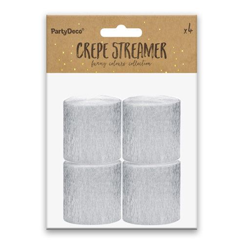 Crepe Streamer Silver 4 Pack