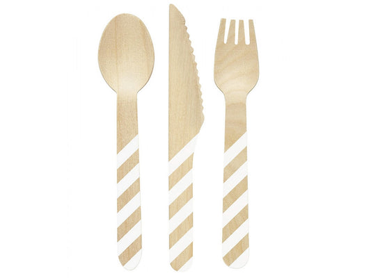 Striped wooden cutlery